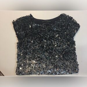 All Saints Black Sequin Cap Sleeve Blouse